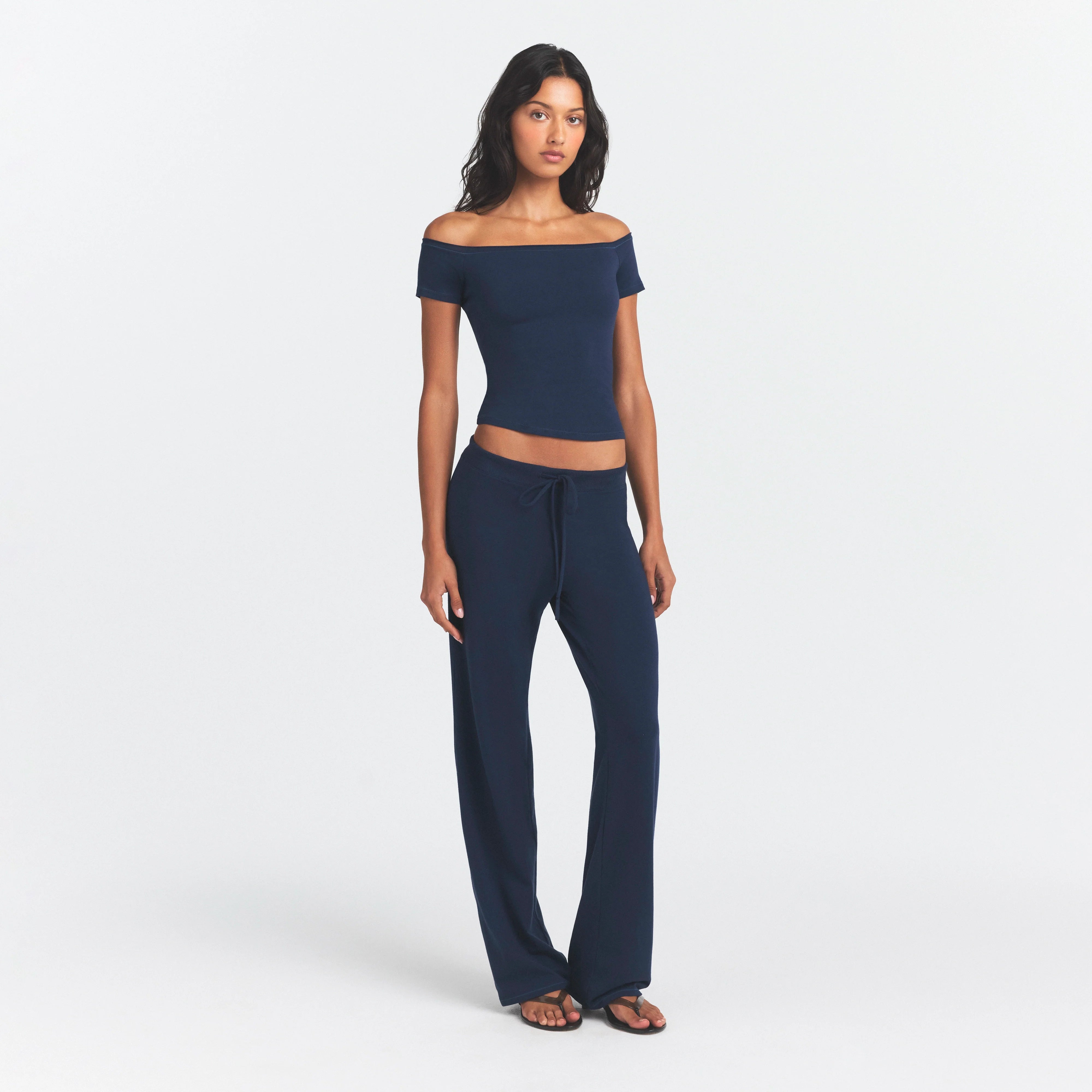 COTTON JERSEY STRAIGHT LEG PANT | NAVY