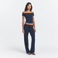 COTTON JERSEY STRAIGHT LEG PANT | NAVY