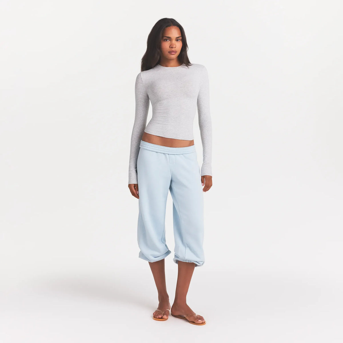 COTTON JERSEY LONG SLEEVE T-SHIRT | LIGHT HEATHER GREY