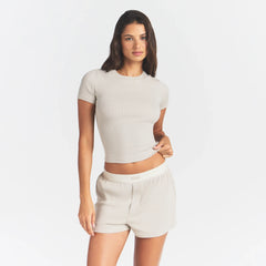 COTTON RIB T-SHIRT | STONE