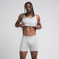 SKIMS COTTON MENS 5" BOXER BRIEF | LIGHT HEATHER GREY
