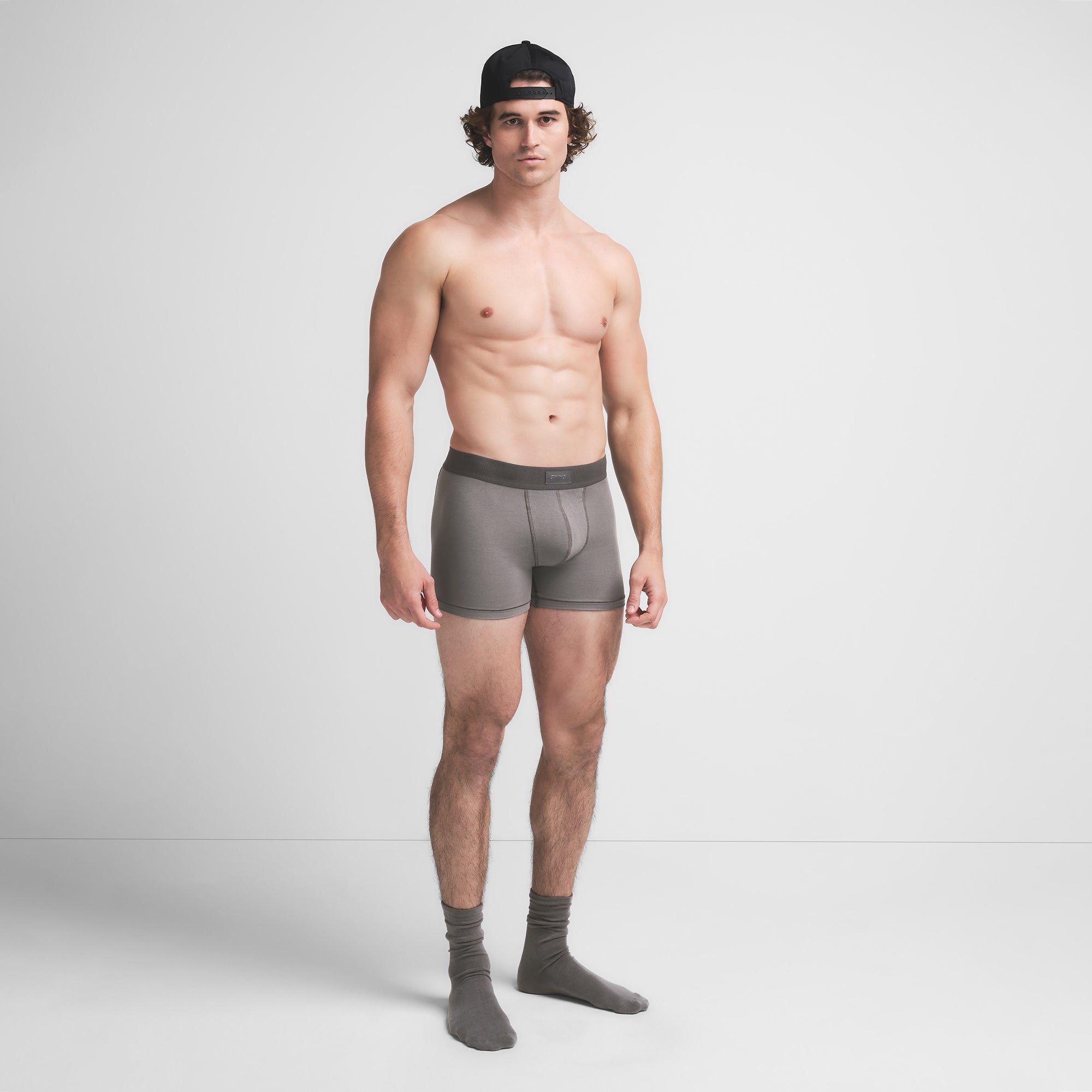 SKIMS COTTON MENS 3" BOXER BRIEF | WASHED GUNMETAL