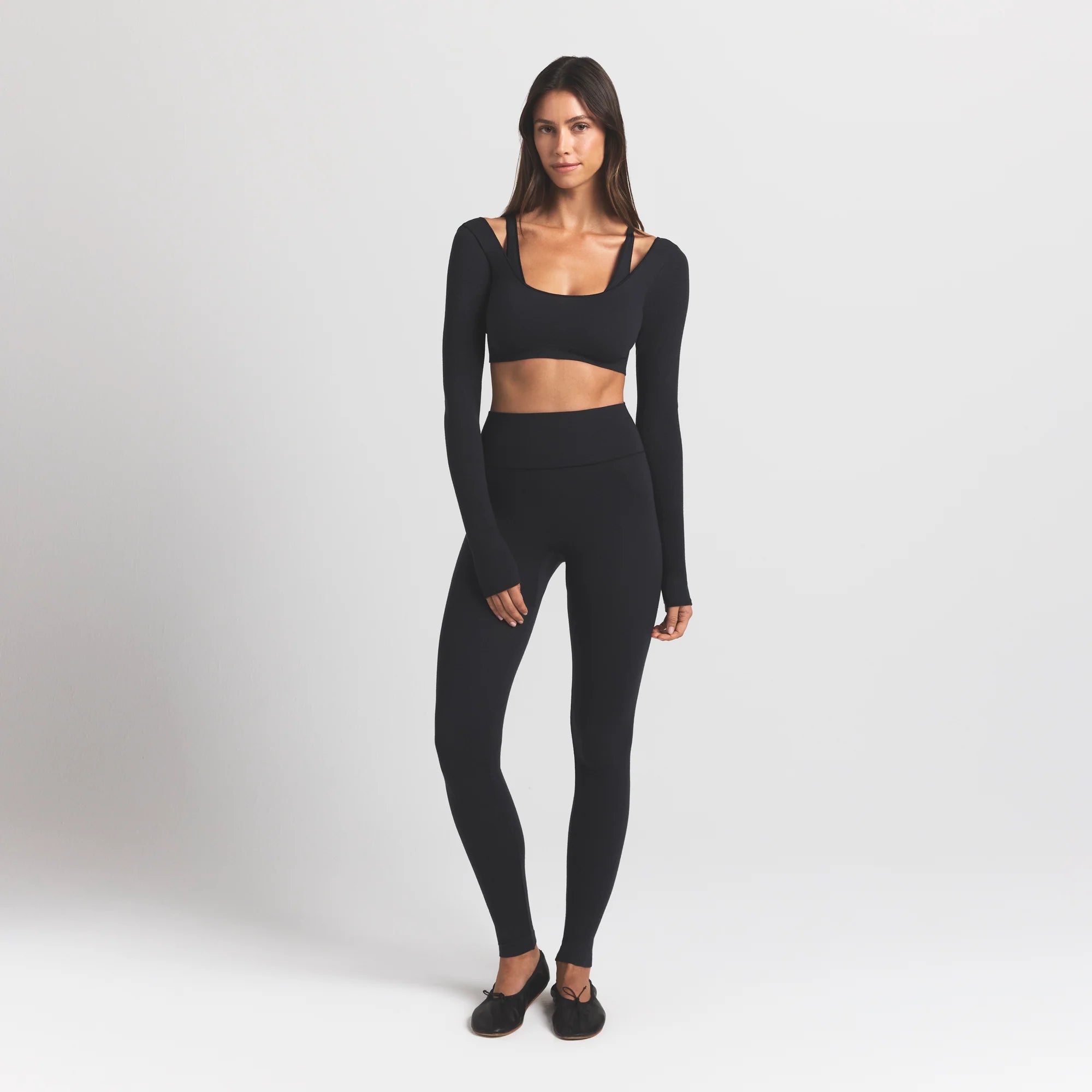 WOOL RIB HIGH-WAISTED LEGGING | OBSIDIAN