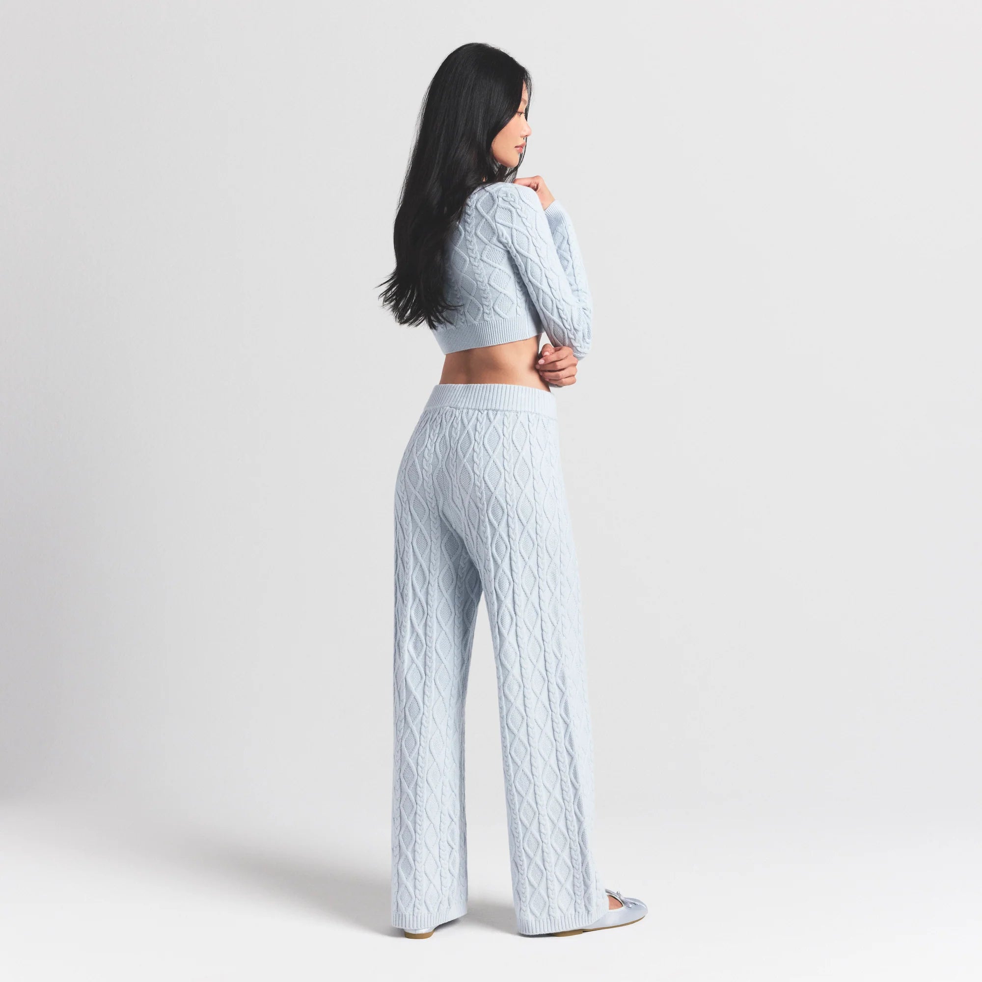SWEATER KNITS CABLE KNIT STRAIGHT LEG PANT | ZEN BLUE