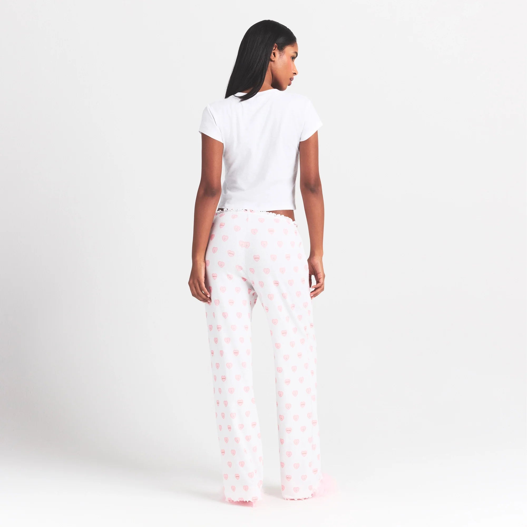 LOGO POINTELLE STRAIGHT LEG PANT | SNOW LACE HEARTS