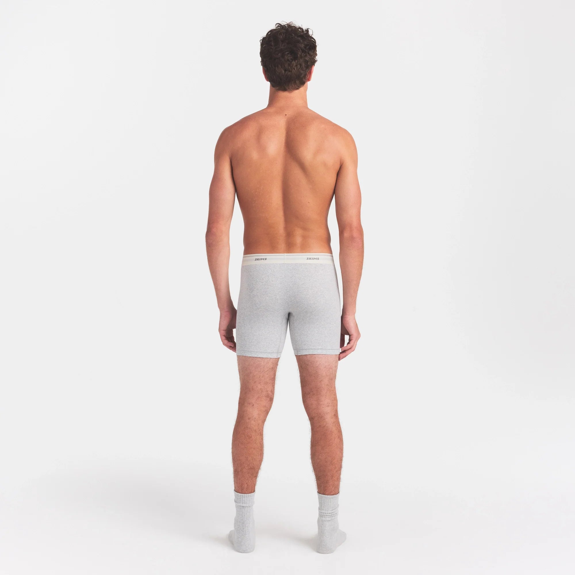 SKIMS COTTON RIB MENS 5" BOXER BRIEF | LIGHT HEATHER GREY