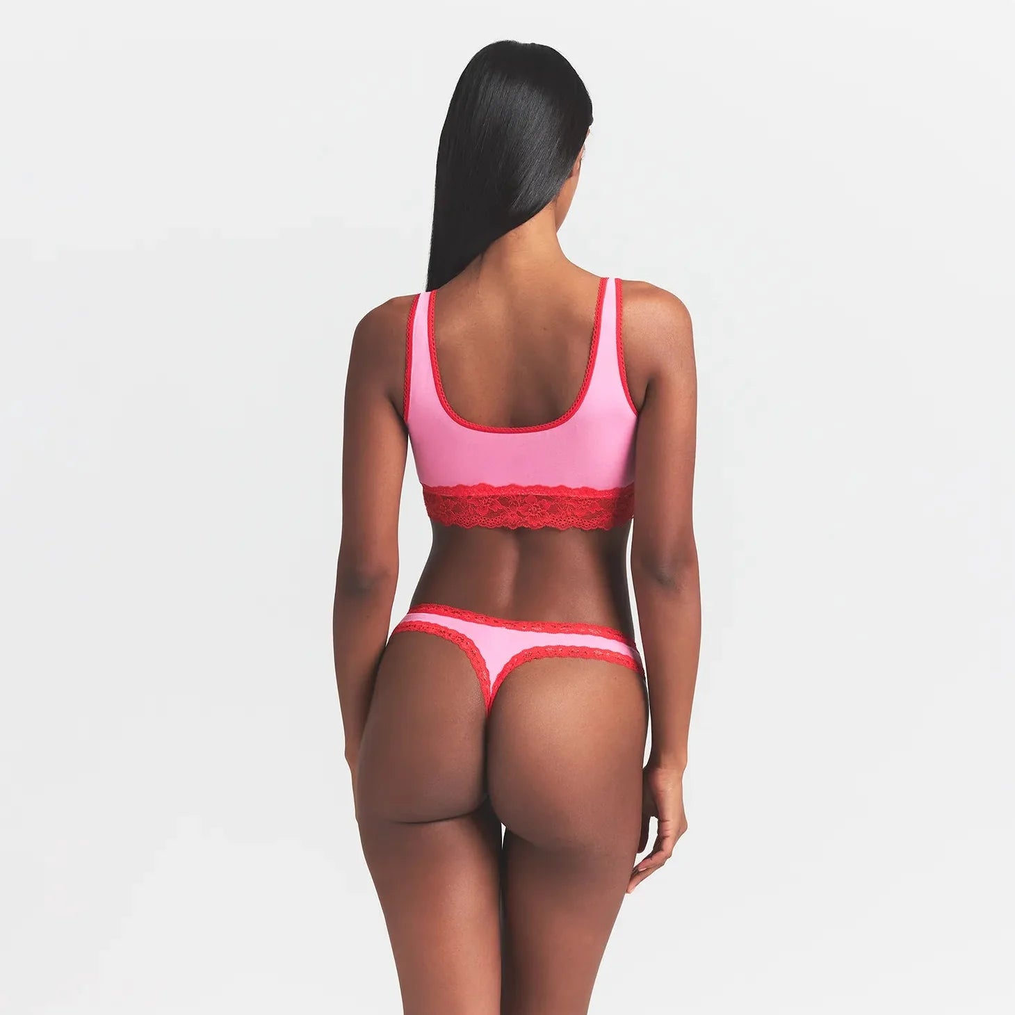 LIGHTWEIGHT COTTON LACE SCOOP BRALETTE | CARNATION CONTRAST