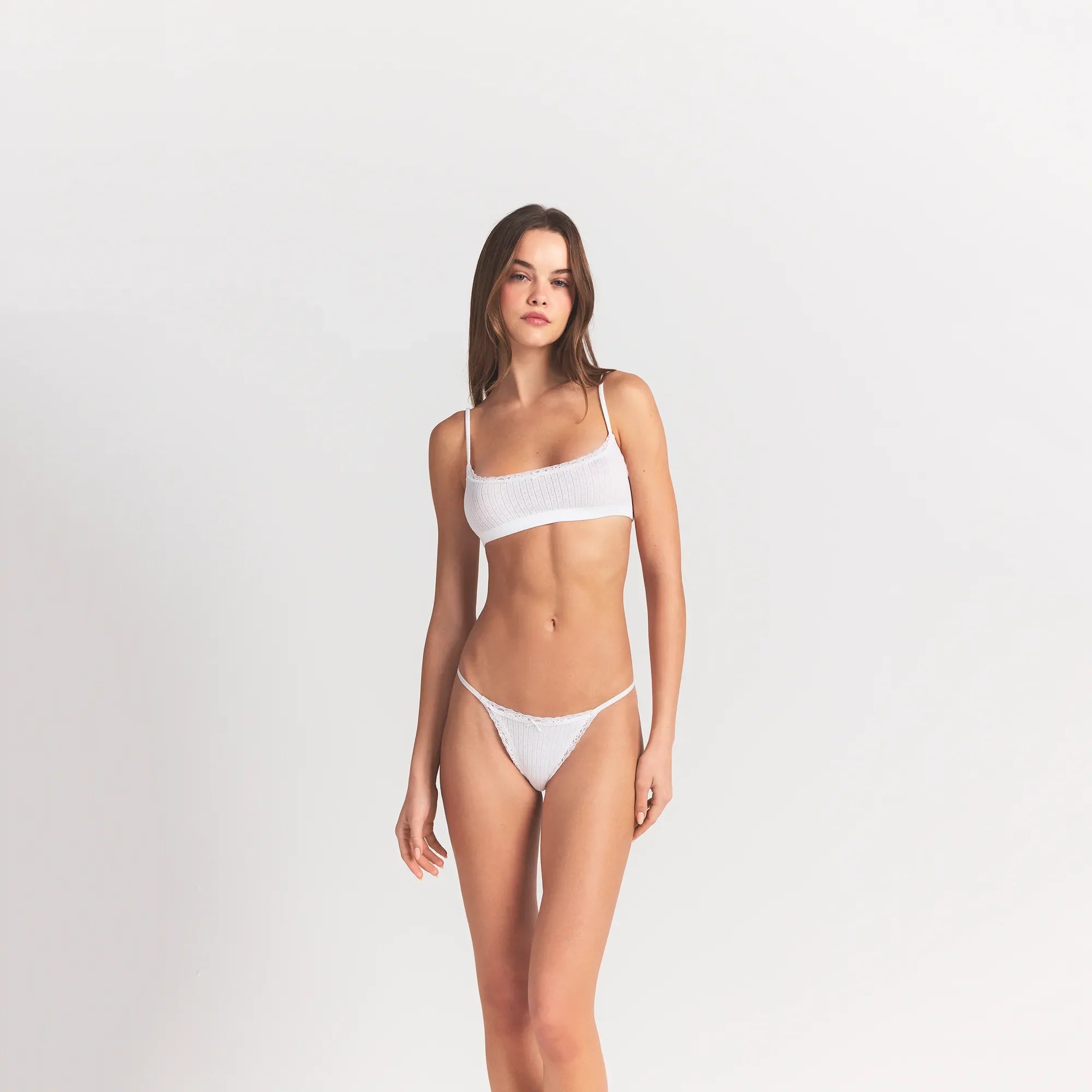 LIGHTWEIGHT COTTON POINTELLE SCOOP BRALETTE | SNOW