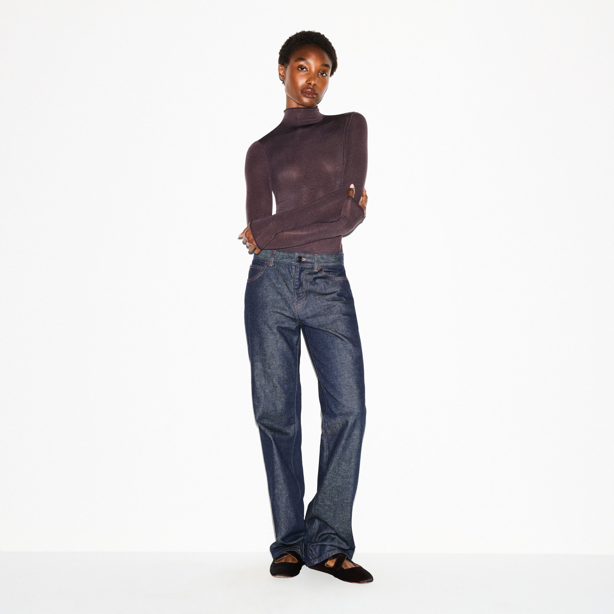 SHEER MODAL LONG SLEEVE TURTLENECK BODYSUIT | PHOENIX