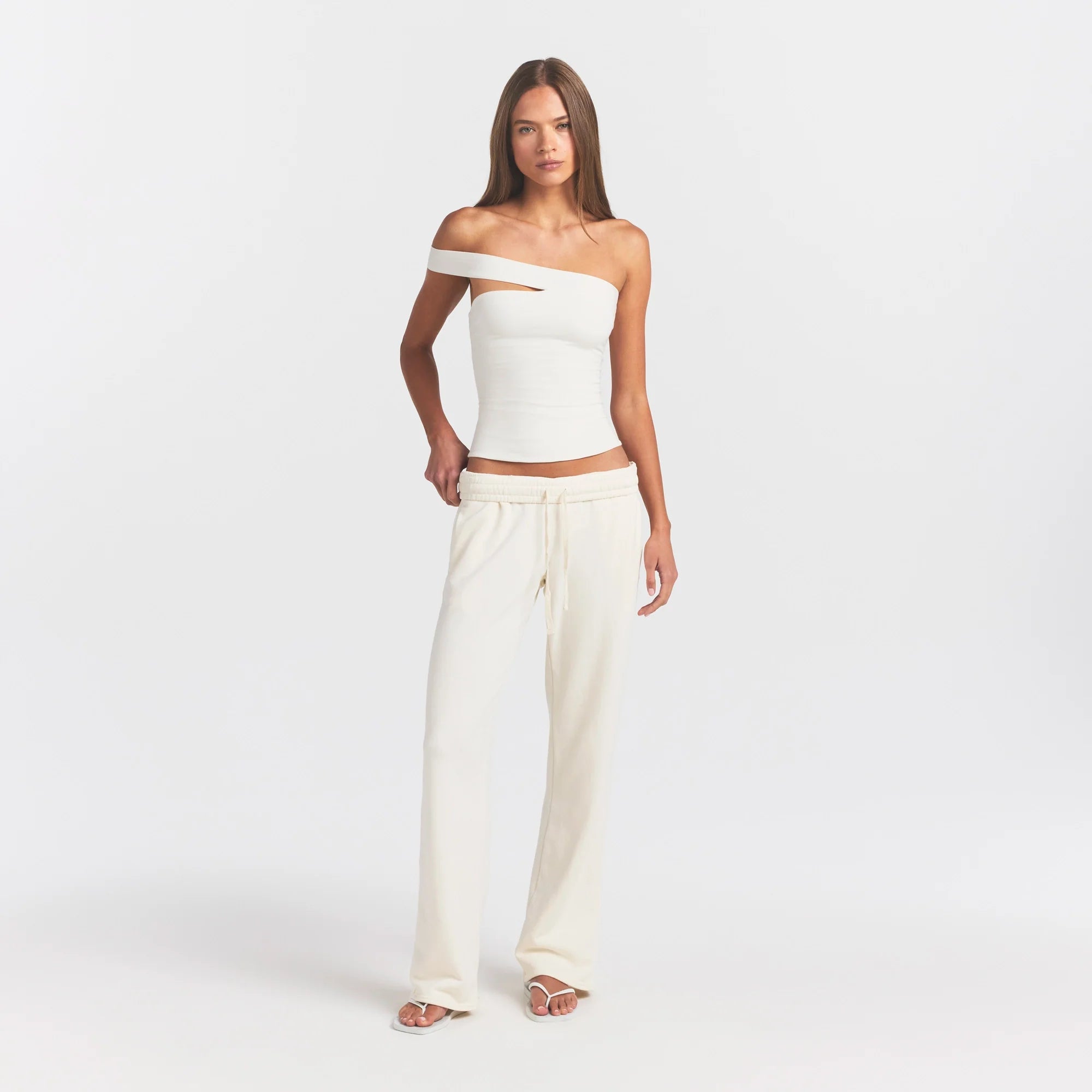 FRENCH TERRY STRAIGHT LEG PANT | ECRU
