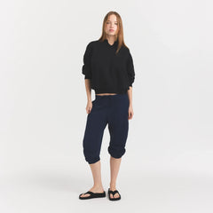 HEAVYWEIGHT CREPE CROPPED JOGGER | NAVY