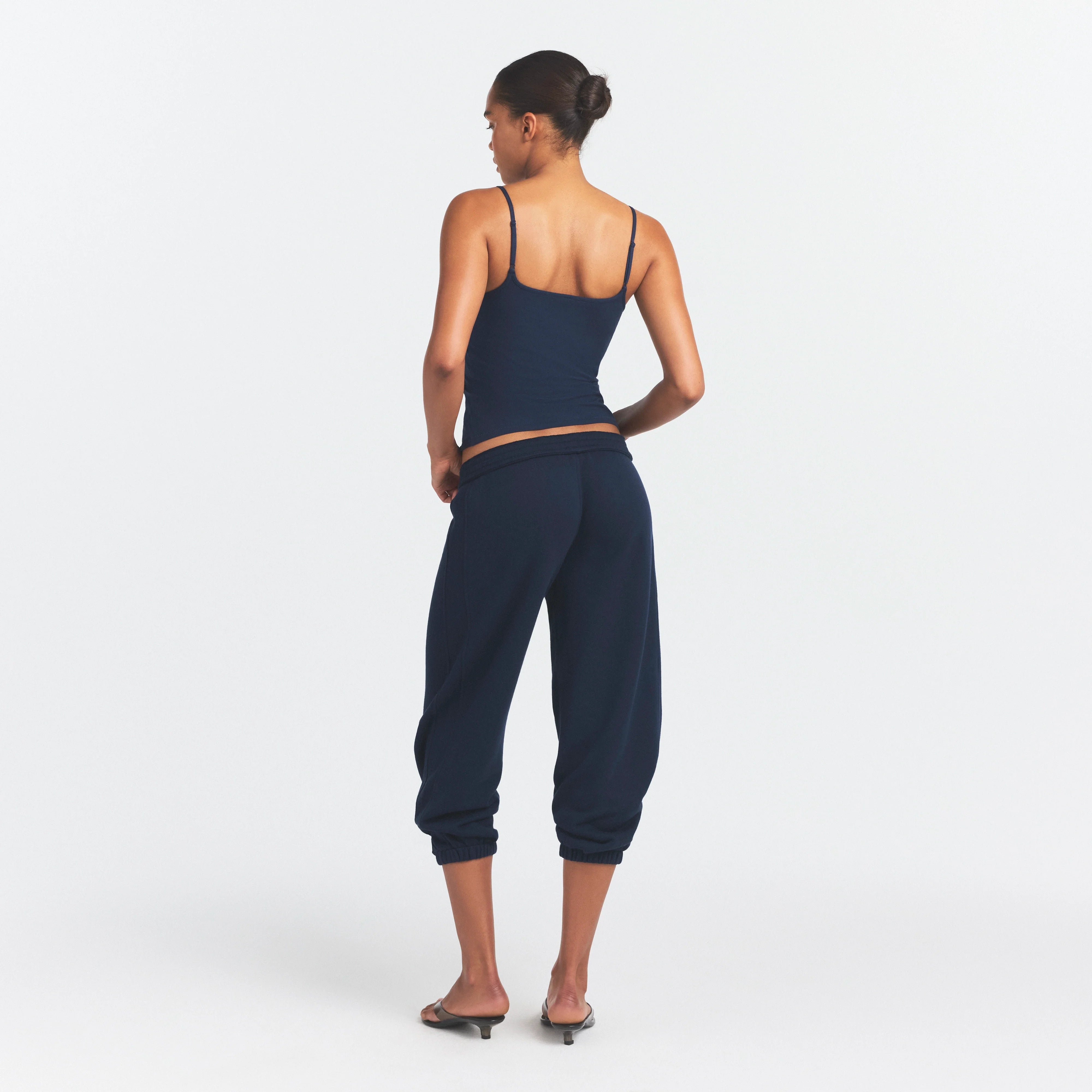 DRAPEY FRENCH TERRY CROPPED JOGGER | NAVY