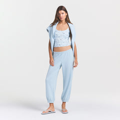 DRAPEY FRENCH TERRY CROPPED JOGGER | POWDER BLUE