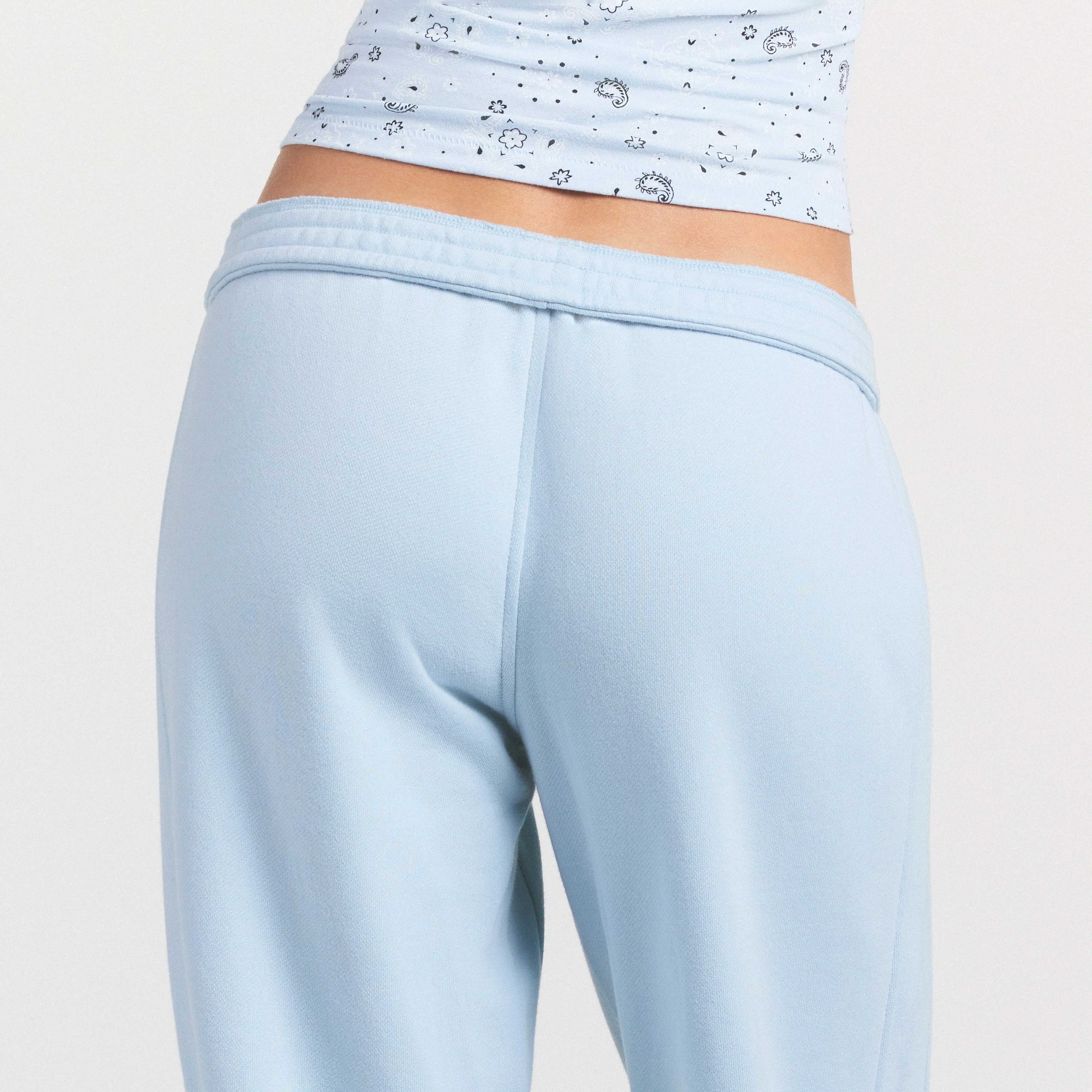 DRAPEY FRENCH TERRY CROPPED JOGGER | POWDER BLUE