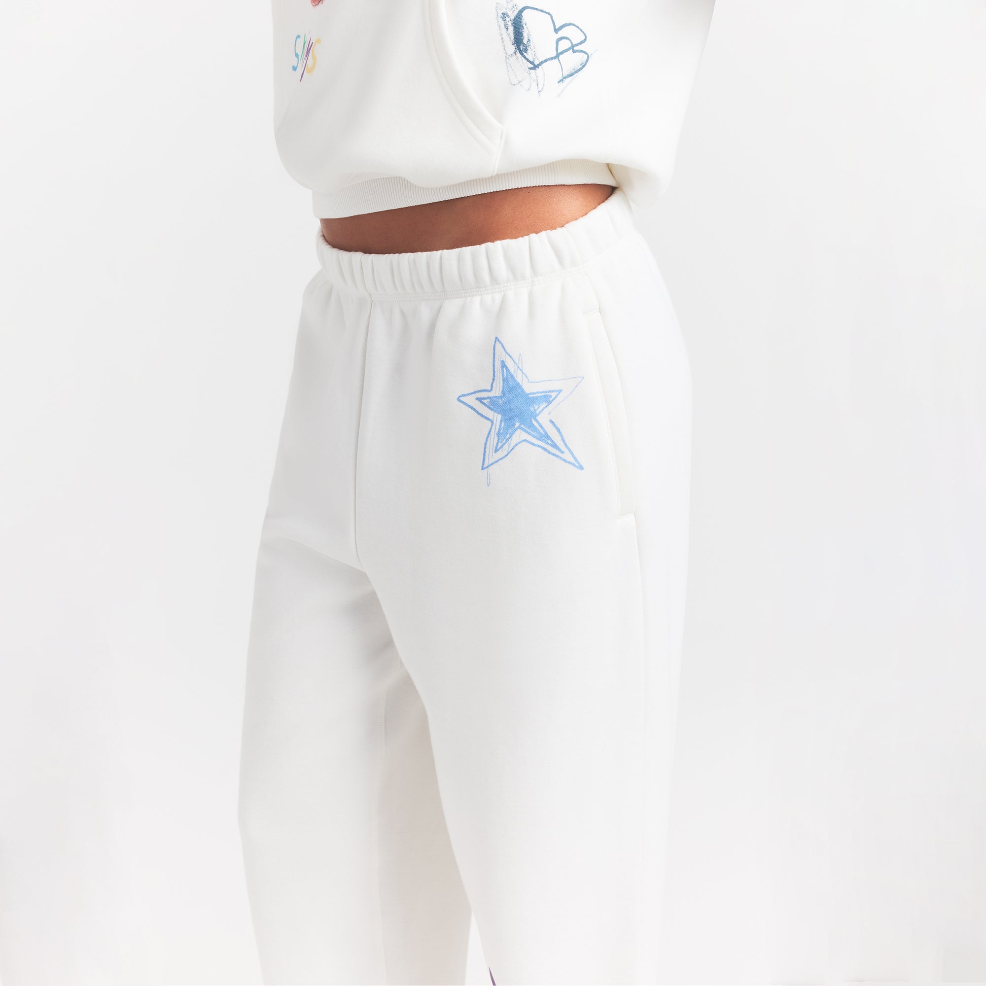 COTTON FLEECE CLASSIC STRAIGHT LEG PANT | MARBLE MULTI DOODLE PRINT