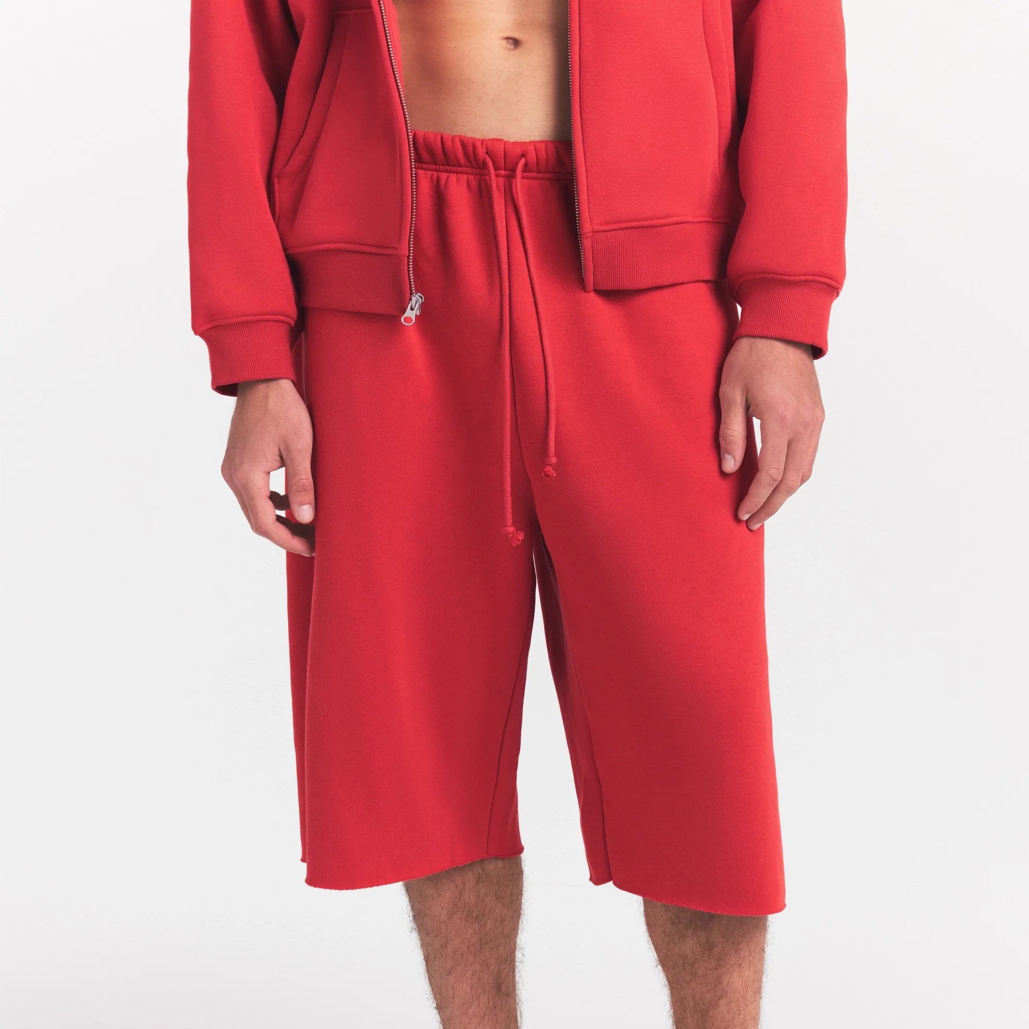 FLEECE LOUNGE MENS RELAXED LONG SHORT | WASHED RED