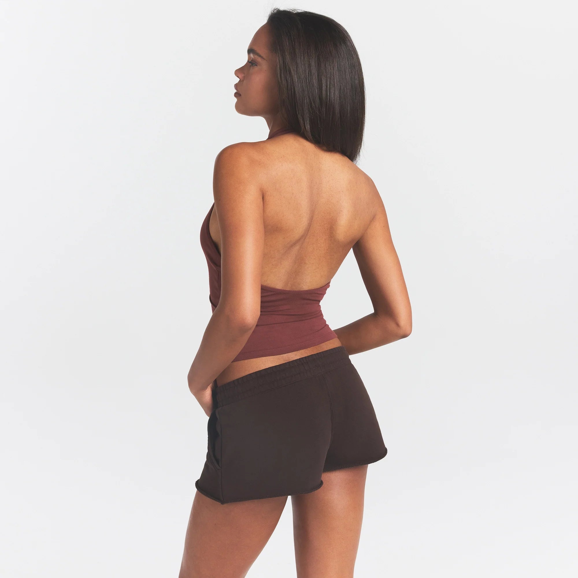 FRENCH TERRY RAW EDGE SHORT | ESPRESSO