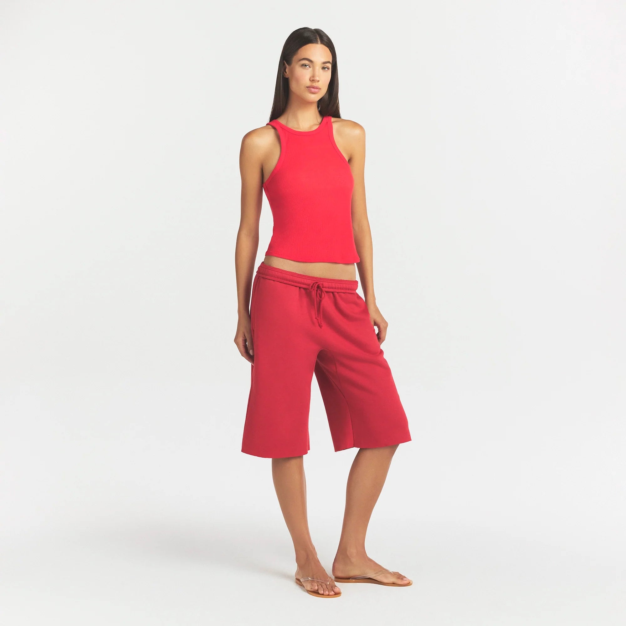 COTTON FLEECE LONG SHORT | WASHED RED