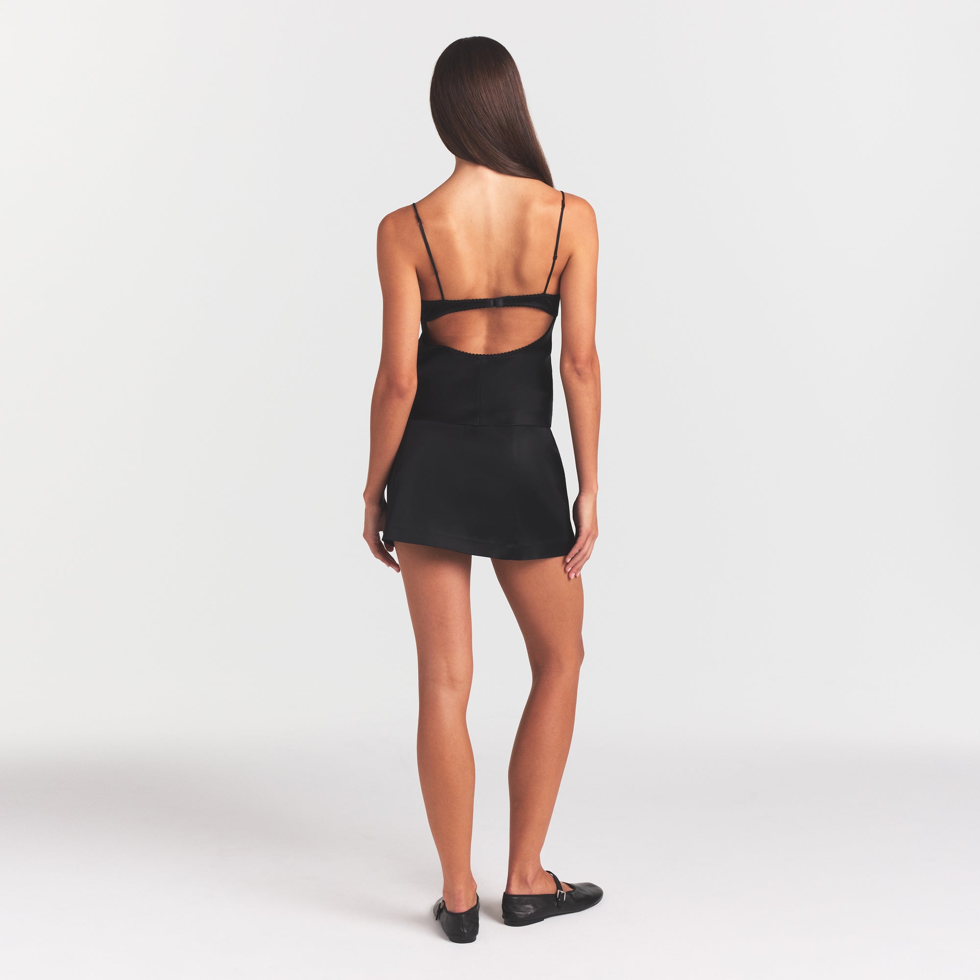 SATIN MINI SKIRT | OBSIDIAN