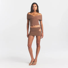COTTON JERSEY CUT OUT MINI SKIRT | JASPER