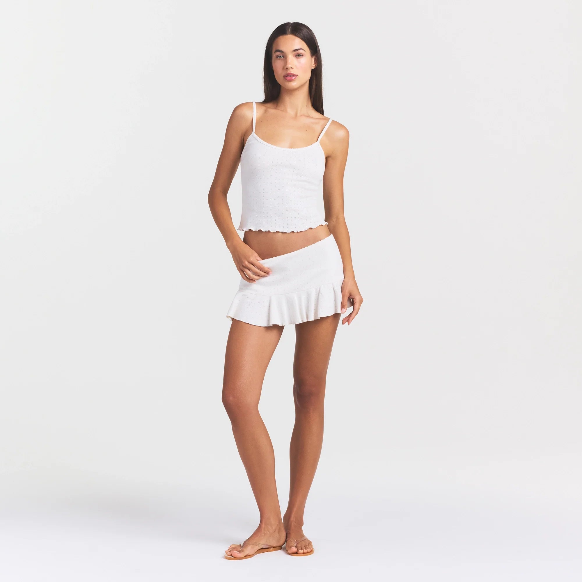 HEAVY POINTELLE MINI SKORT | MARBLE
