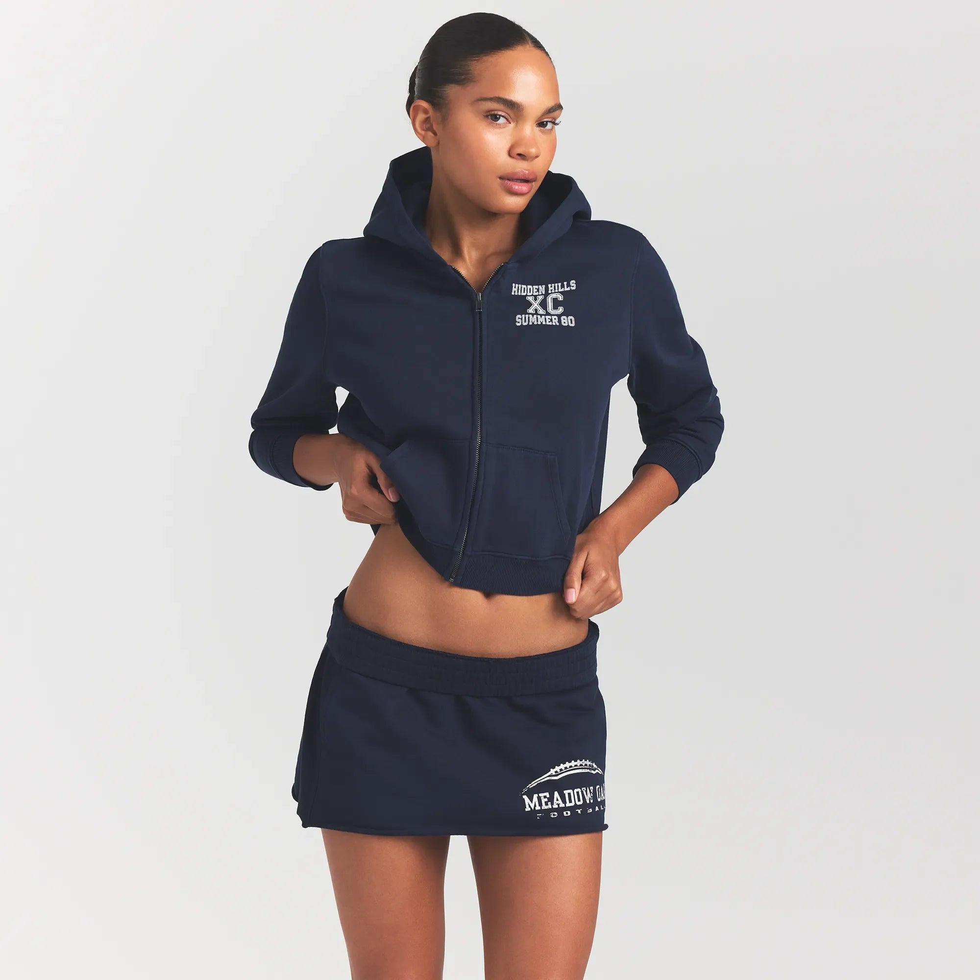 BOYFRIEND FLEECE MINI SKIRT | NAVY MEADOW OAK