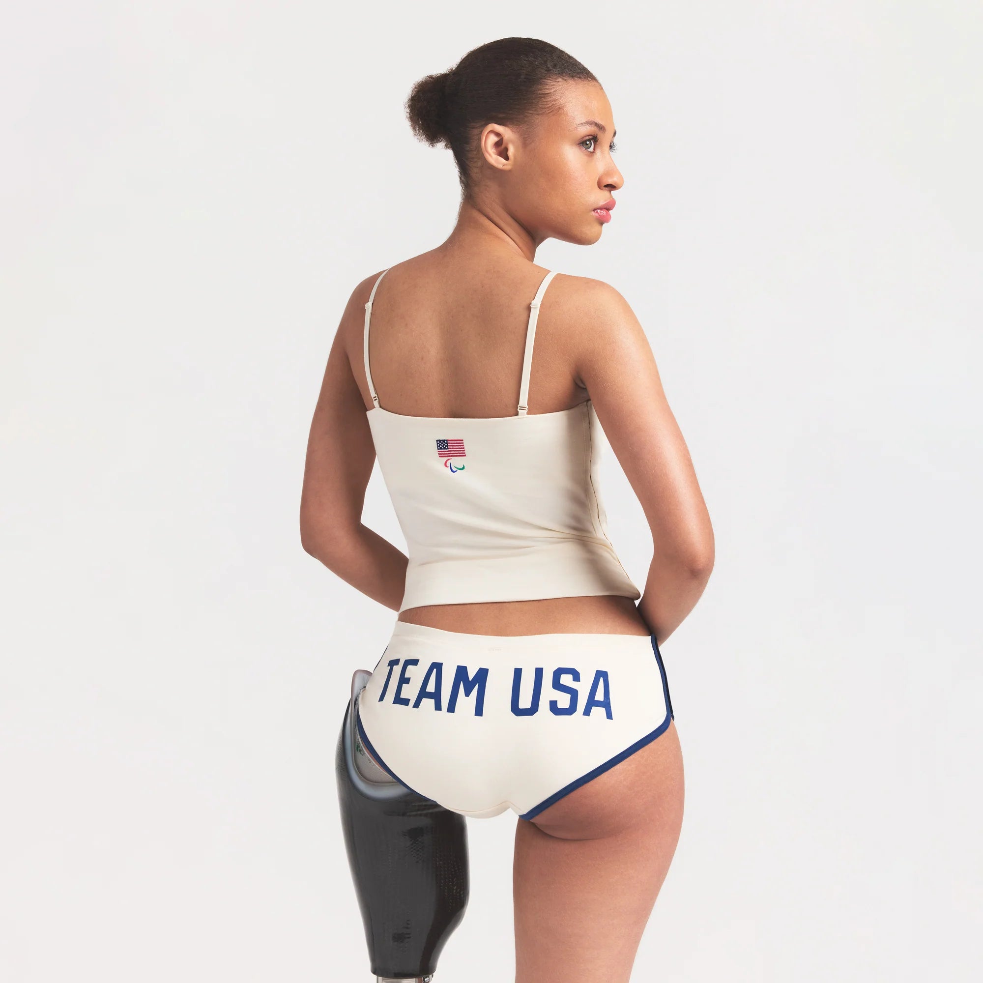 SKIMS FOR TEAM USA COTTON JERSEY PARALYMPIC DOLPHIN BOY SHORT | ECRU