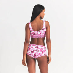 LIGHTWEIGHT COTTON LACE BOY SHORT | PINK ALLOVER LIPSTICK
