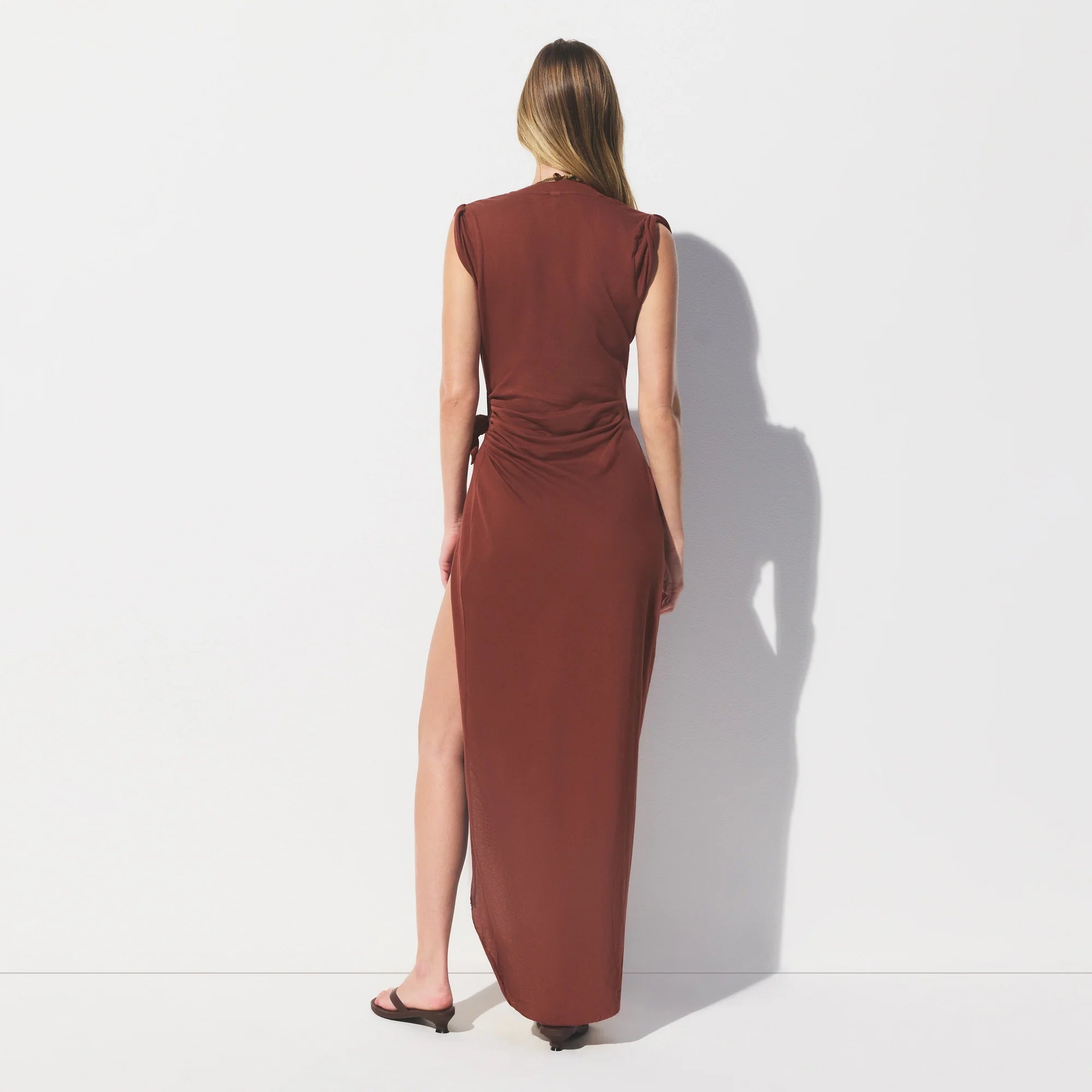 SWIM COVER-UPS COTTON TIE DRESS | HENNA