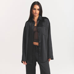 LIGHTWEIGHT SATIN OVERSIZED SHIRT | OBSIDIAN