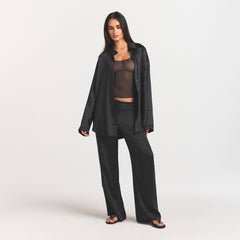 LIGHTWEIGHT SATIN OVERSIZED SHIRT | OBSIDIAN