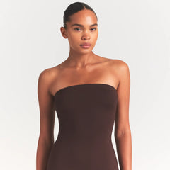 THE ESSENTIAL COLLECTION STRAPLESS MIDI DRESS | ESPRESSO