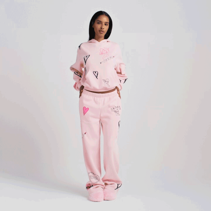 COTTON FLEECE CLASSIC HOODIE | BARELY PINK ANGEL SKETCH