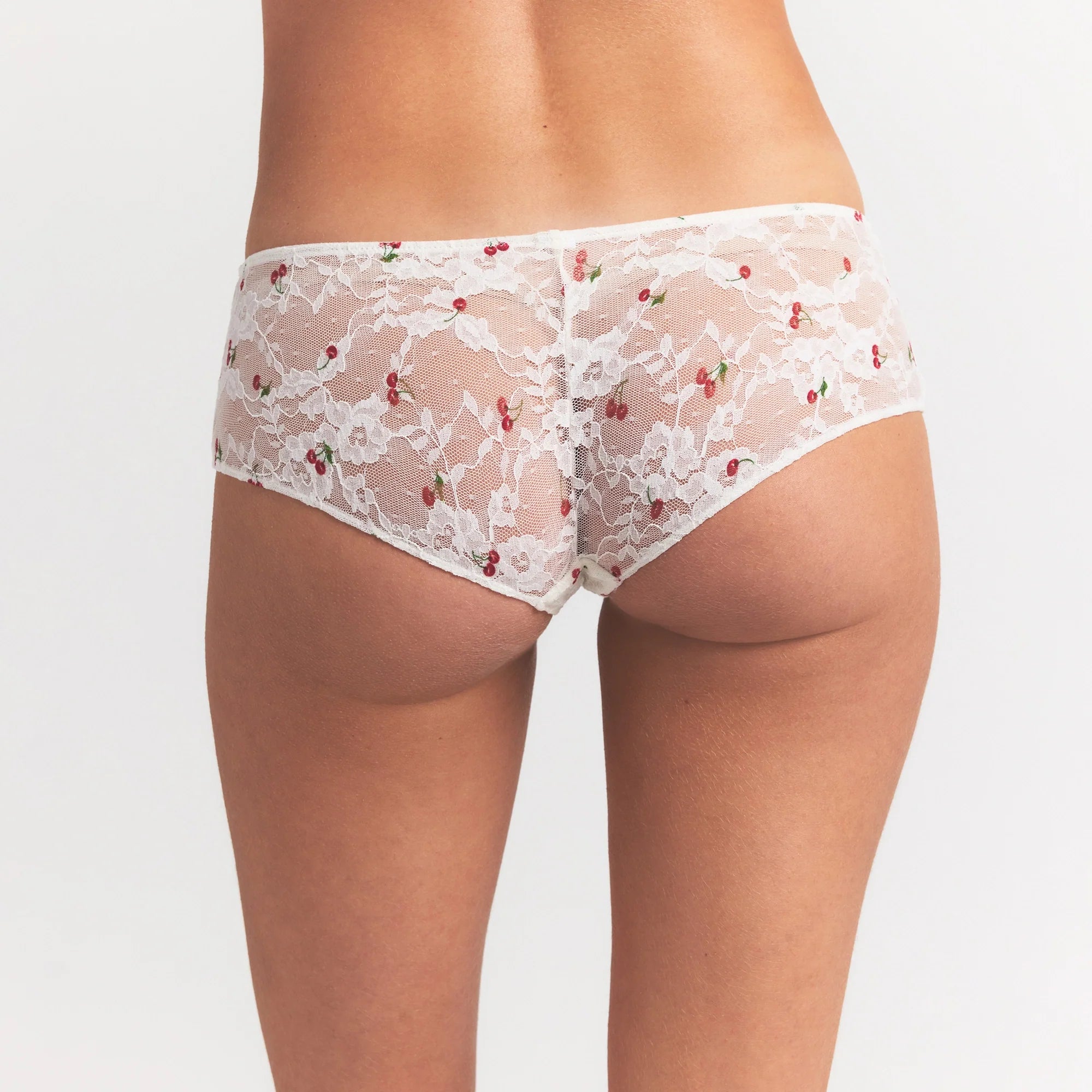 STRETCH LACE HIPSTER | IVORY CHERRY PRINT