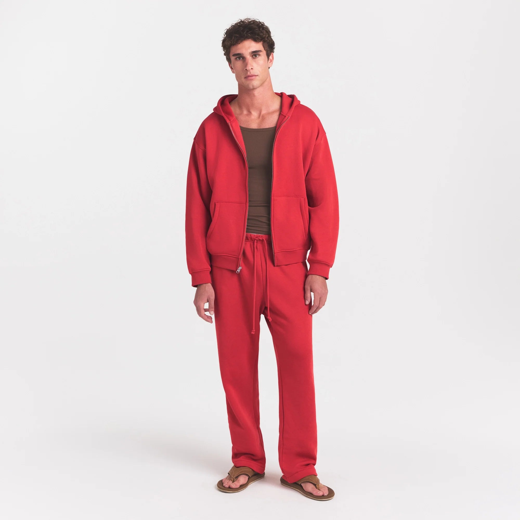 FLEECE LOUNGE MENS CLASSIC STRAIGHT LEG PANT | WASHED RED