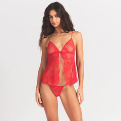 ULTRA FINE LACE TIE FRONT CAMI | RUBY