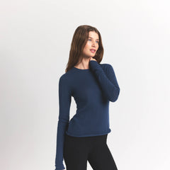 FEATHERWEIGHT CASHMERE LONG SLEEVE TOP | INDIGO