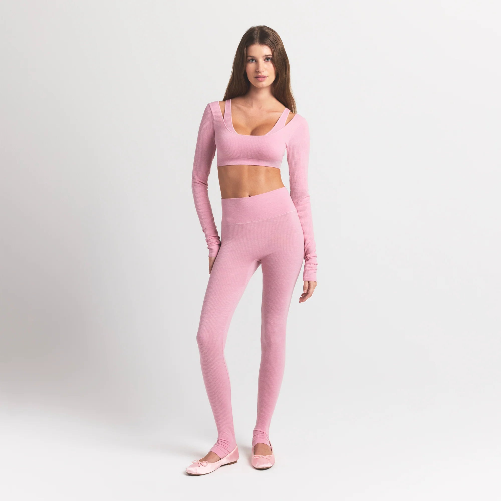 WOOL RIB LONG SLEEVE SUPER CROPPED TOP | HALITE