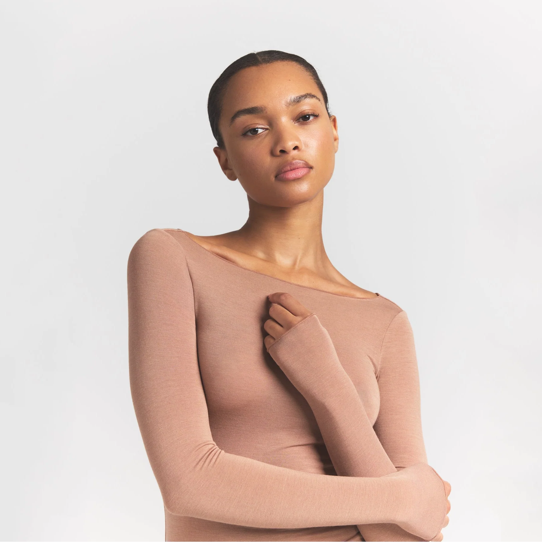 SHEER MODAL LONG SLEEVE BOATNECK TOP | SIENNA