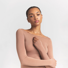 SHEER MODAL LONG SLEEVE BOATNECK TOP | SIENNA