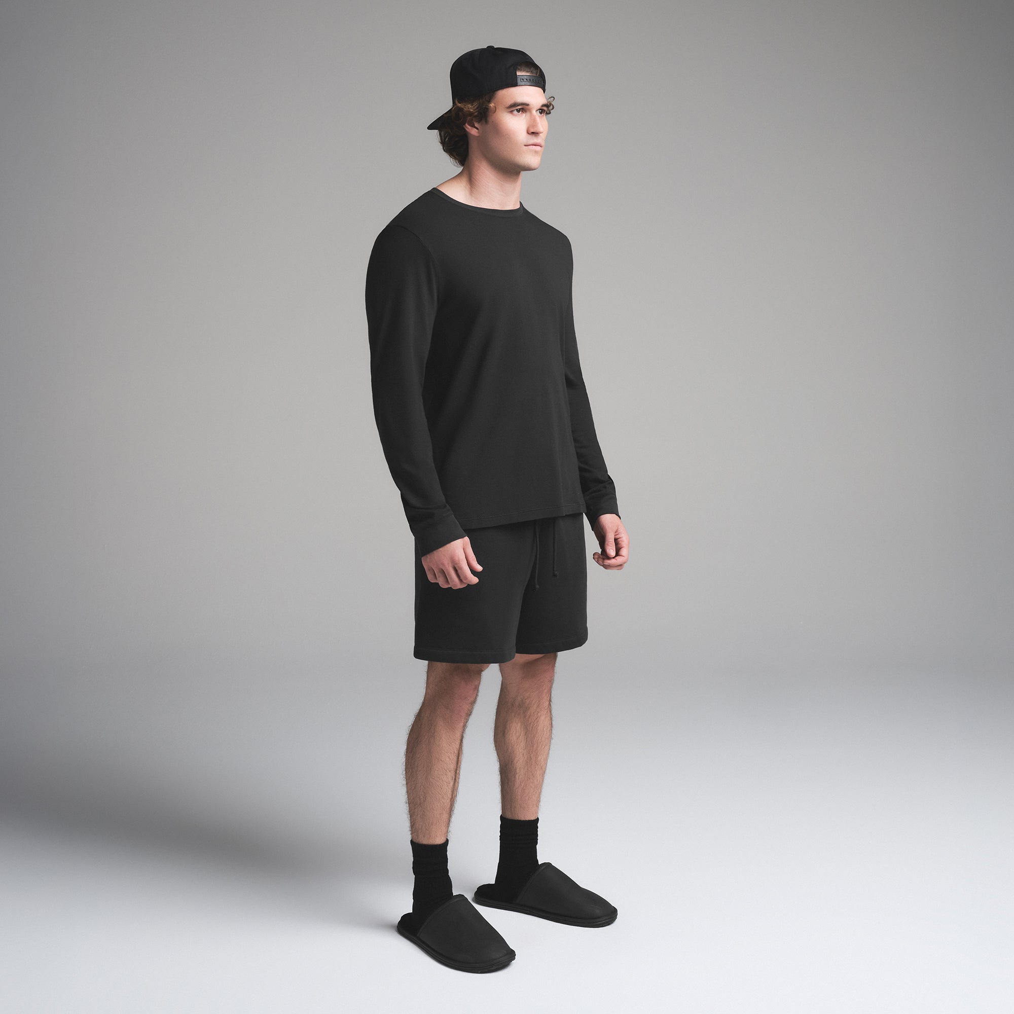 SKIMS COTTON MENS CLASSIC LONG SLEEVE T-SHIRT | ONYX