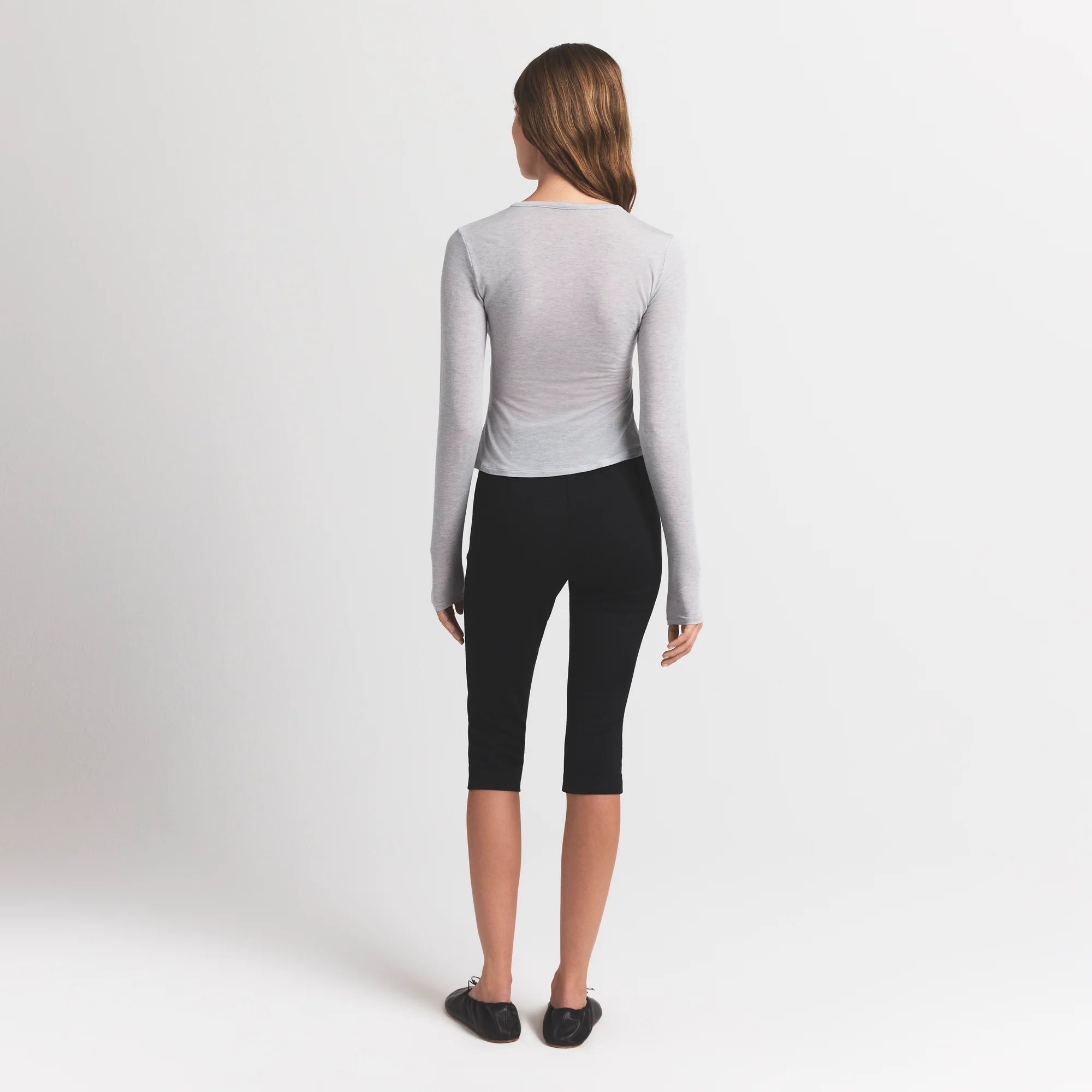 SHEER MODAL CARDIGAN WITH COVERED BUTTONS | HEATHER GREY