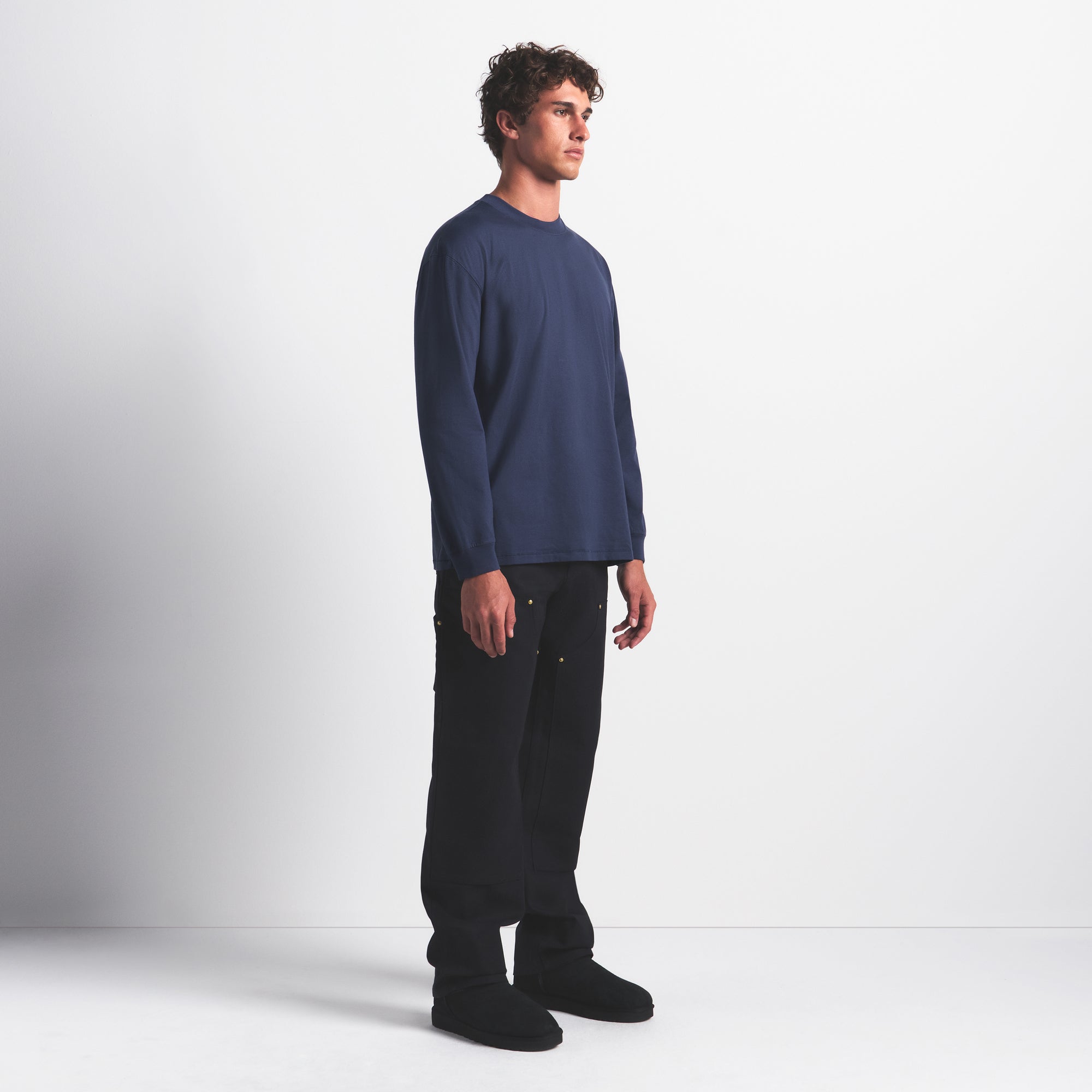 HEAVYWEIGHT COTTON MENS RELAXED LONG SLEEVE T-SHIRT | DAMSON