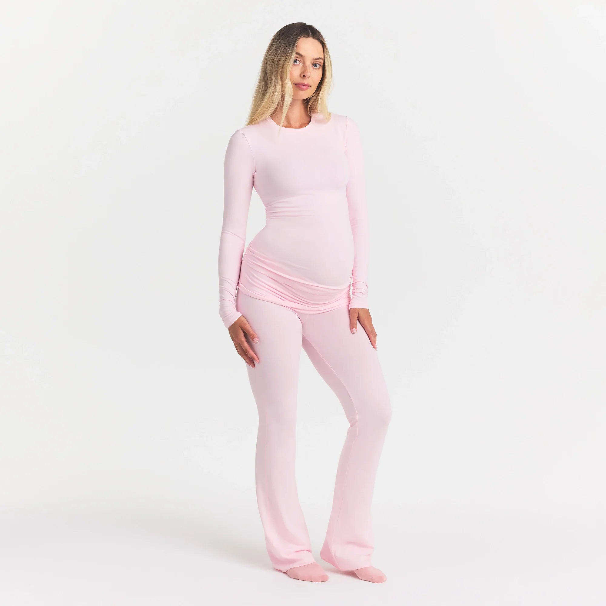 COTTON JERSEY MATERNITY LONG SLEEVE T-SHIRT | CHERRY BLOSSOM