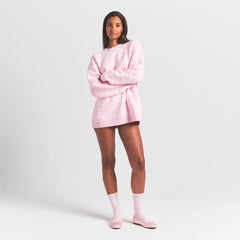 COZY LIGHT CREWNECK PULLOVER | BABY PINK HEART FAIR ISLE