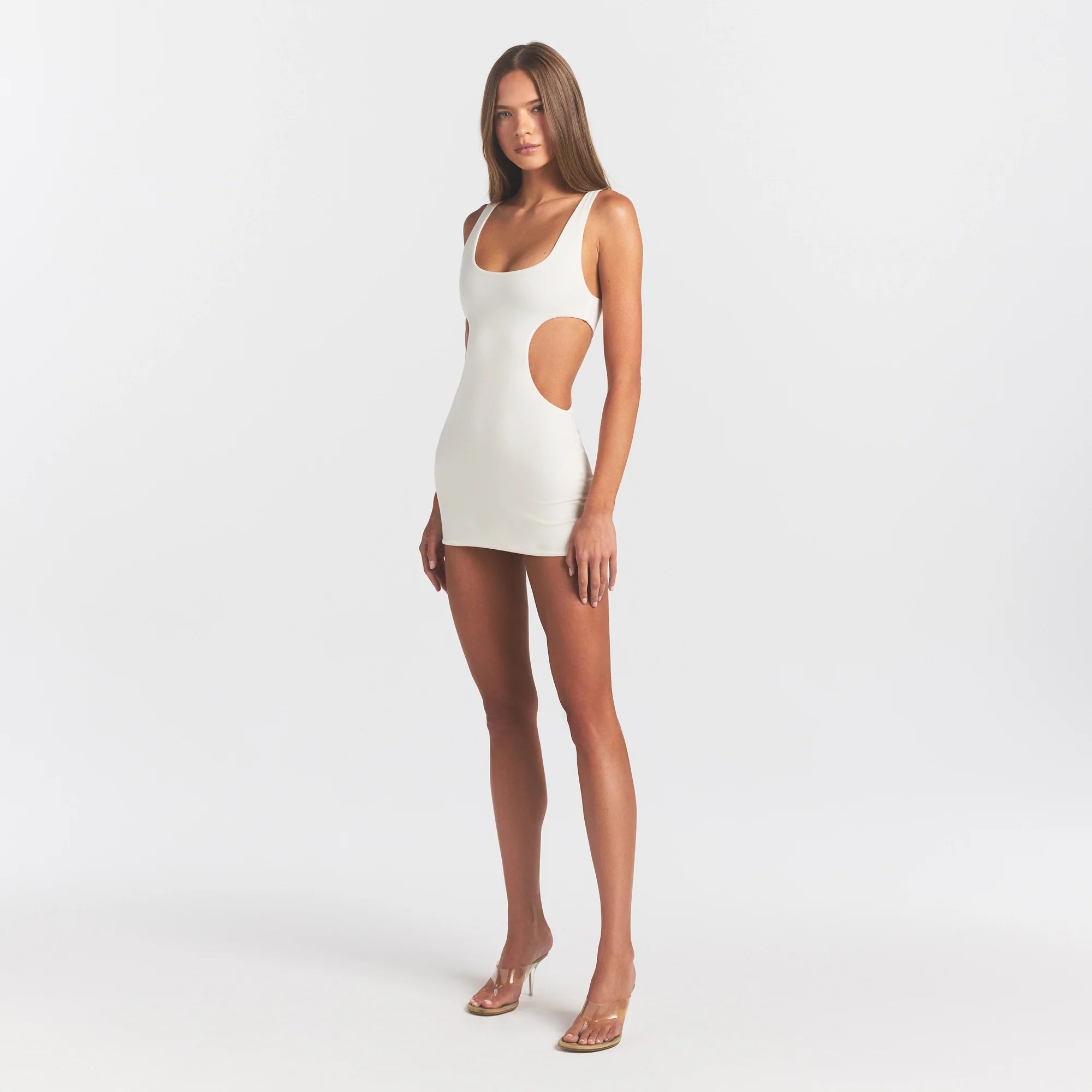 COTTON JERSEY CUT OUT MINI DRESS | MARBLE