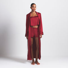 WOVEN SHINE LONG ROBE | BRICK