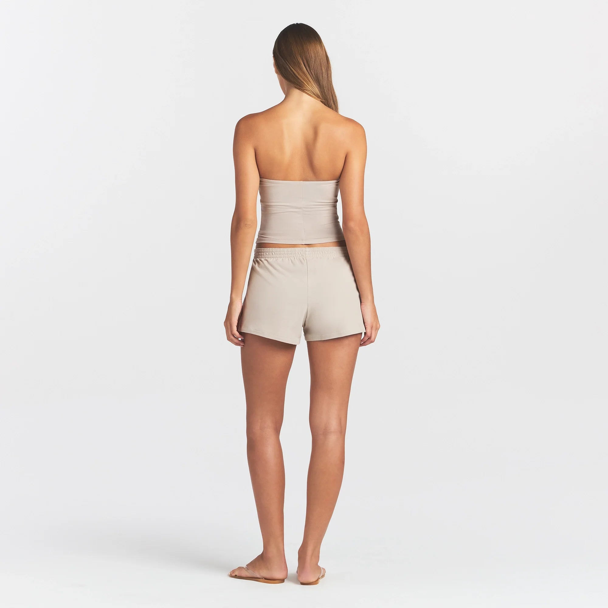 COTTON JERSEY LOOSE SHORT | STONE