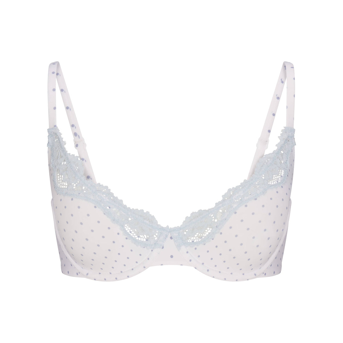 FITS EVERYBODY LACE UNLINED SCOOP BRA | SLATE PIN DOT PRINT