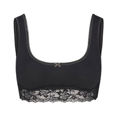 LIGHTWEIGHT COTTON LACE SCOOP BRALETTE | SOOT TONAL